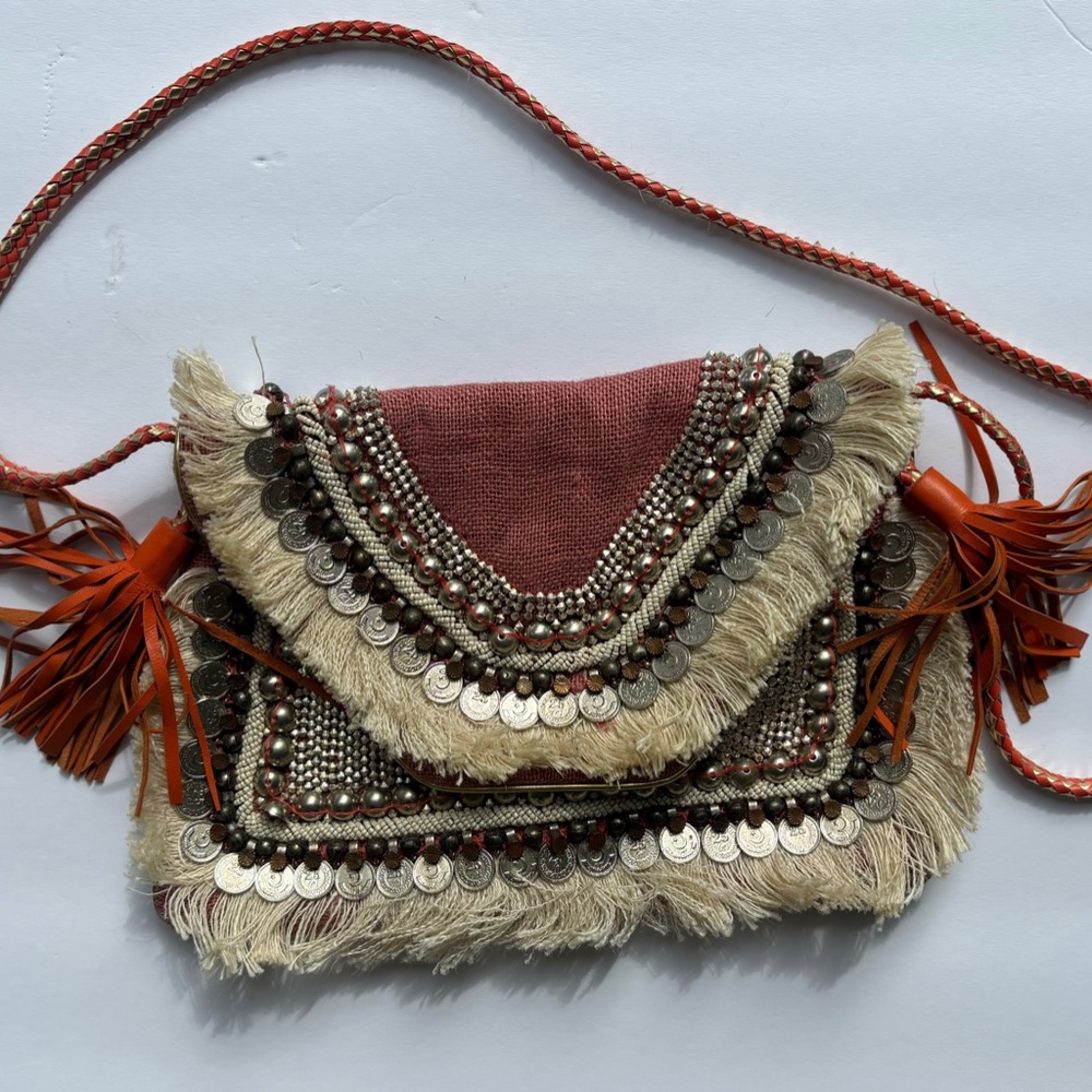 SHASHI Leela Beaded Tassel Crossbody